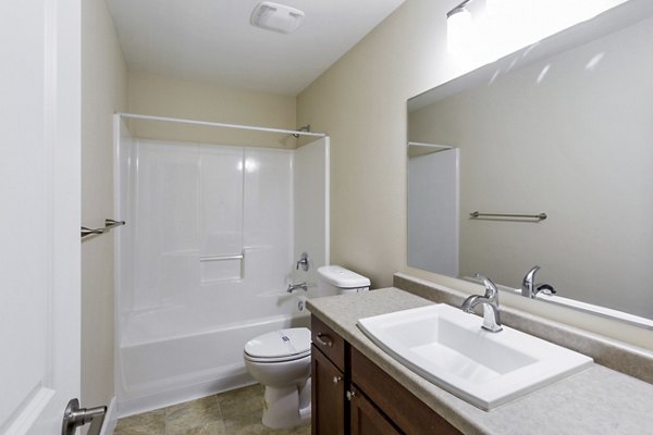 Modern bathroom with elegant fixtures in Creekstone Twin Homes