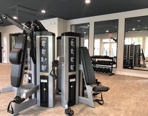 fitness center at The Riley Apartments