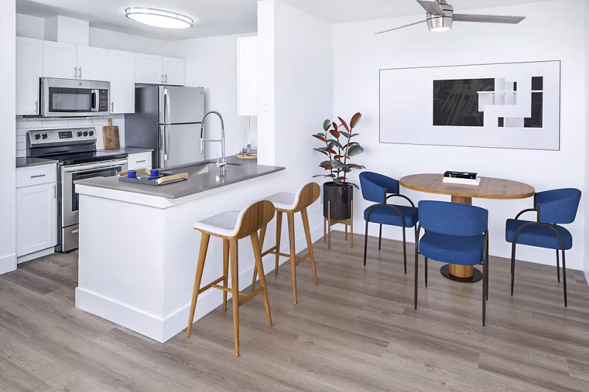 Dining room featuring elegant dining set in Arbor Heights Apartments