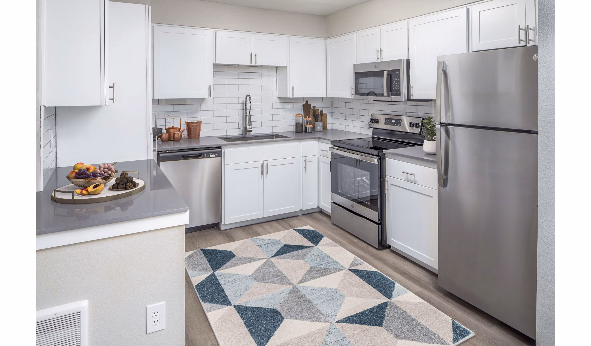 Cozy living room with modern furnishing at Arbor Heights Apartments