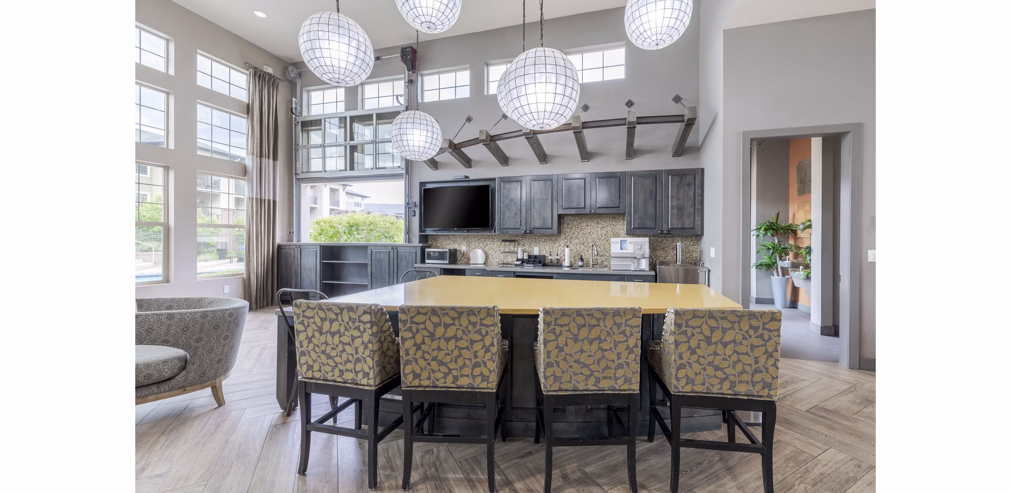 Clubhouse featuring modern design elements at Outlook Littleton Apartments