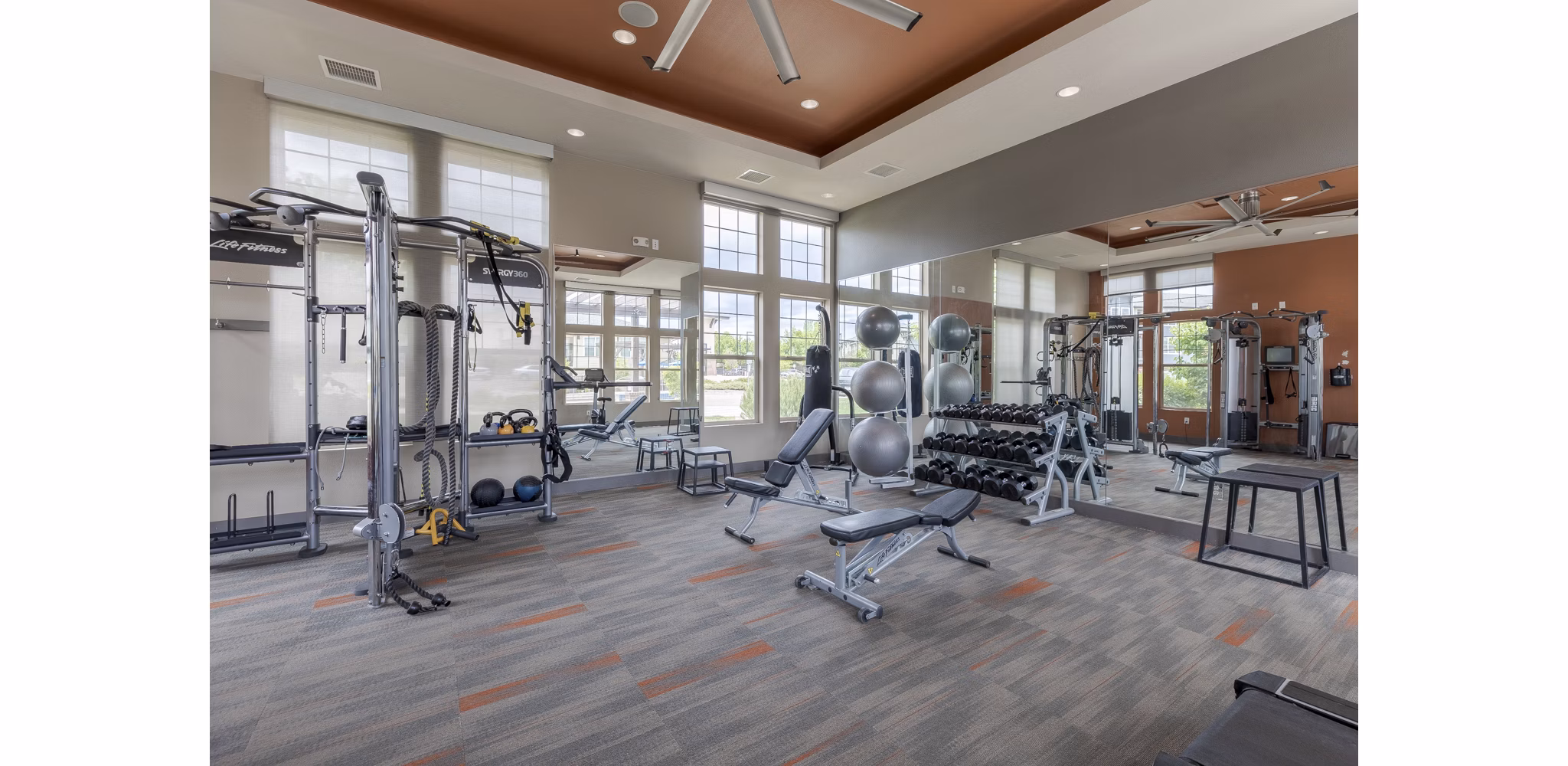 Fitness center featuring modern equipment at Outlook Littleton Apartments