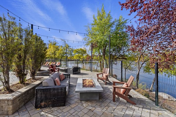 fire pit/patio at Whitewater Park Apartments