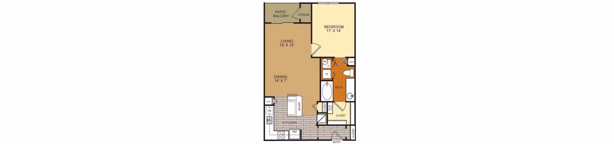 A2A floor plan at Artessa at Quarry Village Apartments