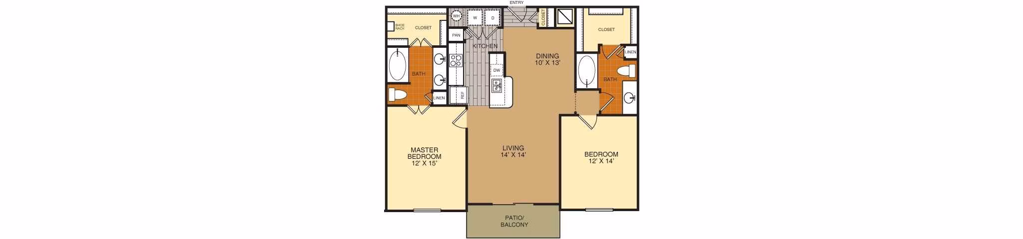 B2 floor plan at Artessa at Quarry Village Apartments