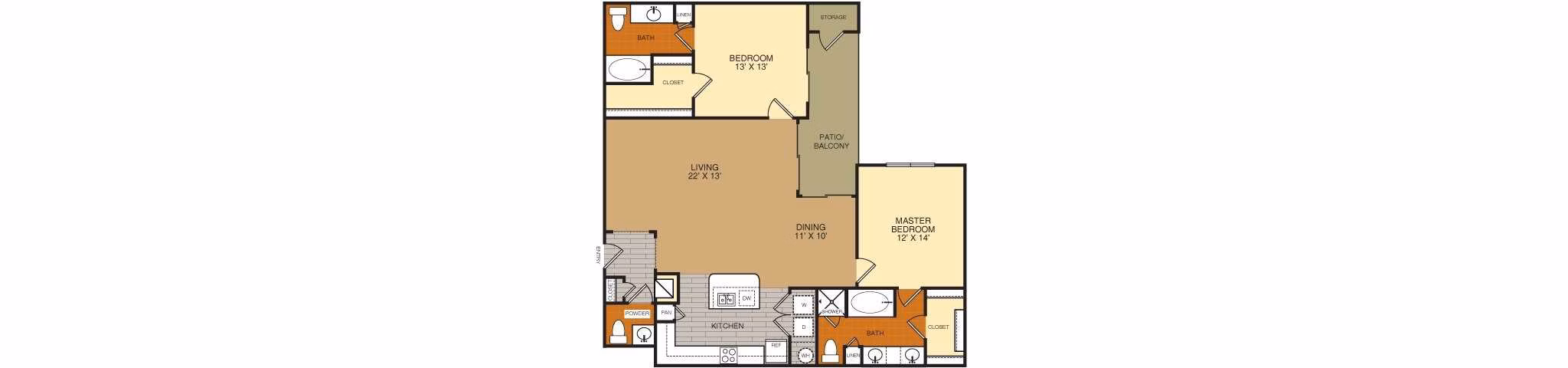 B3 floor plan at Artessa at Quarry Village Apartments