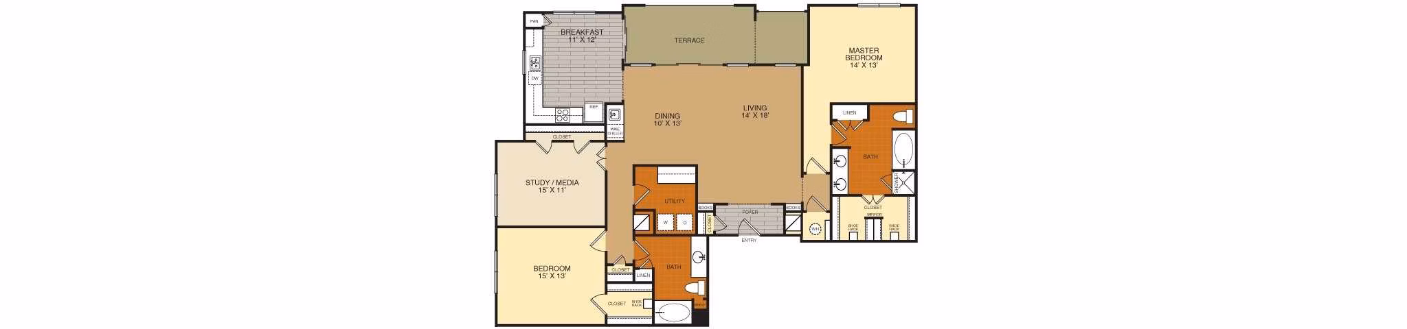 C1A floor plan at Artessa at Quarry Village Apartments
