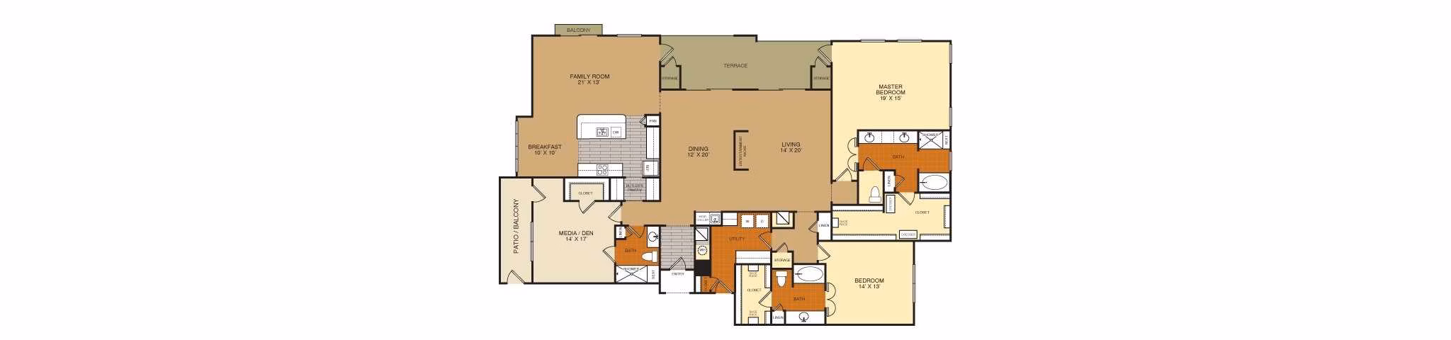 C3 floor plan at Artessa at Quarry Village Apartments