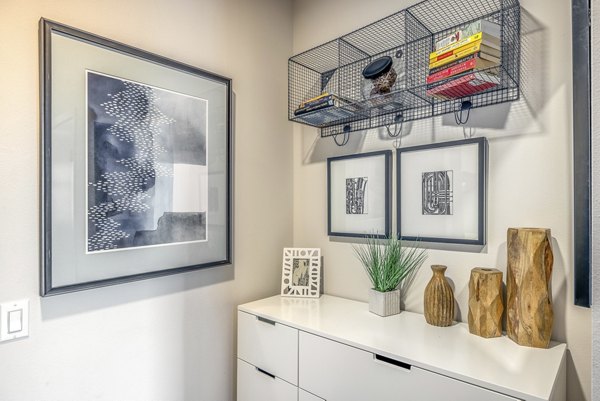 Modern kitchen with stainless steel appliances at The Luke Apartments