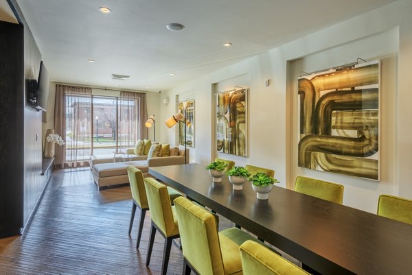 Modern clubhouse with sleek design at 1100 South Apartments, perfect for social gatherings and leisure activities