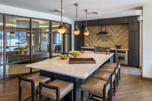 Clubhouse with modern decor at 1100 South Apartments offering luxury spaces for social gatherings and relaxation