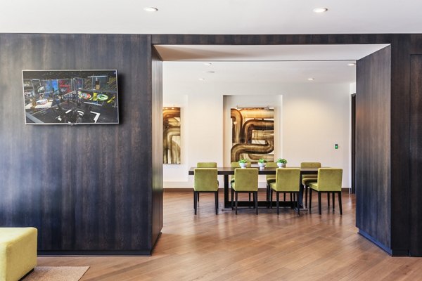 Elegant clubhouse at 1100 South Apartments with modern design elements, perfect for resident gatherings and events