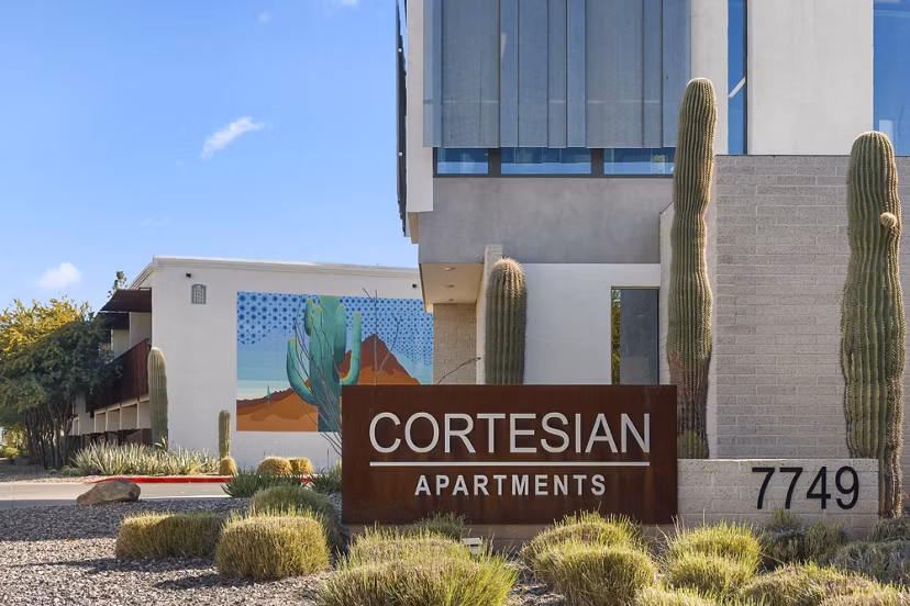 signage at The Cortesian Apartments
