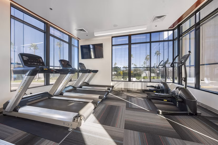 fitness center at The Cortesian Apartments