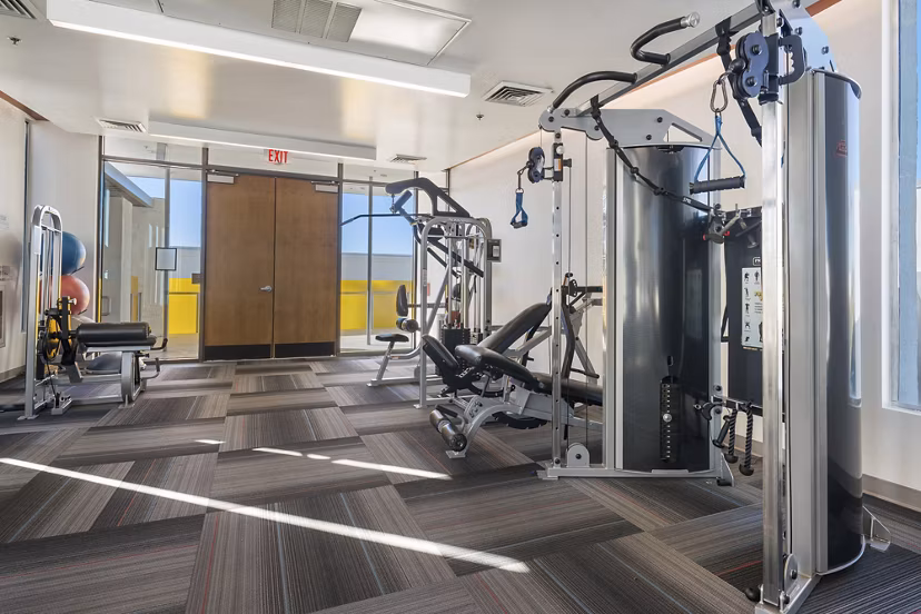 fitness center at The Cortesian Apartments