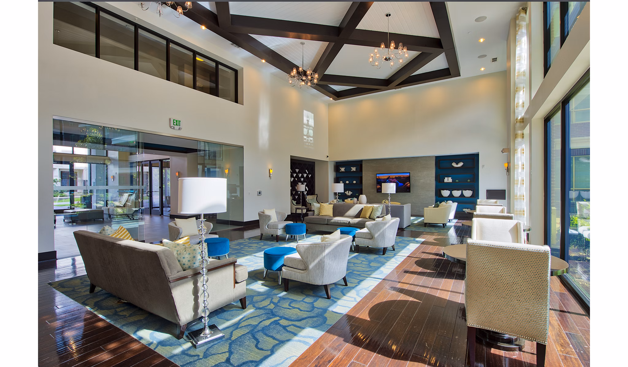 Elegant clubhouse featuring modern design at Virage Luxury Apartments
