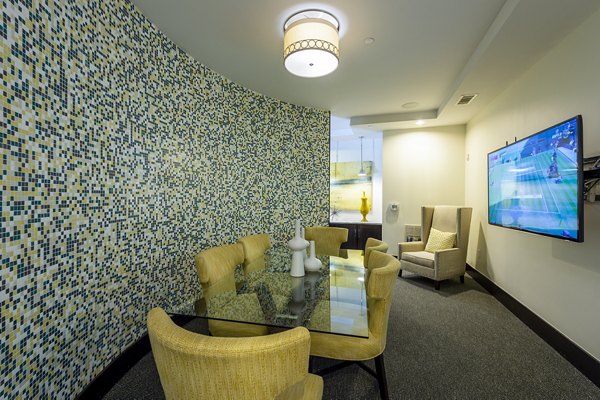 Modern business center with sleek furnishings at Virage Luxury Apartments