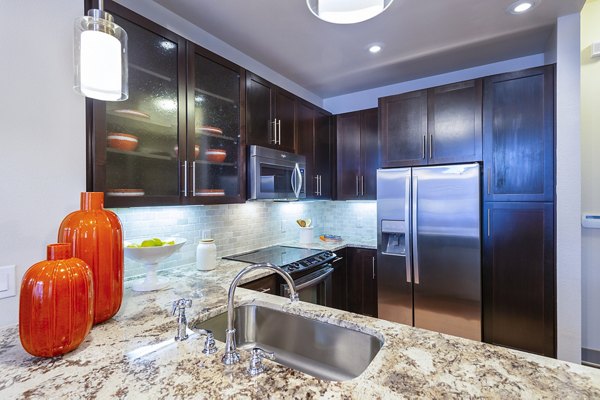 Sleek kitchen with modern appliances at Virage Luxury Apartments