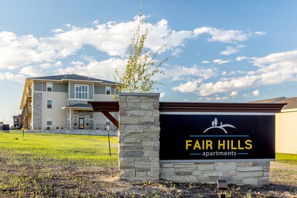 Signage at Fair Hills Apartments: modern entrance sign for luxury living community