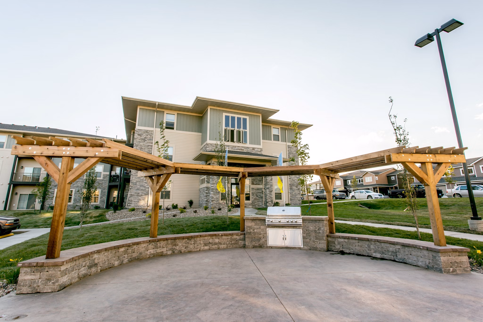 Outdoor grill area at Fair Hills Apartments: Modern BBQ amenities for residents to enjoy outdoor cooking and dining