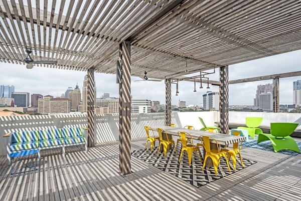 Rooftop deck with city views at Agave Apartments, luxury Greystar community