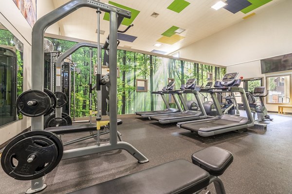 Modern fitness center with state-of-the-art equipment at The Seasons Apartments