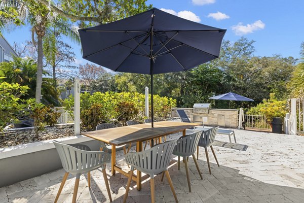 Modern grill area on patio at Avana City Park Apartments, perfect for outdoor gatherings and leisure activities