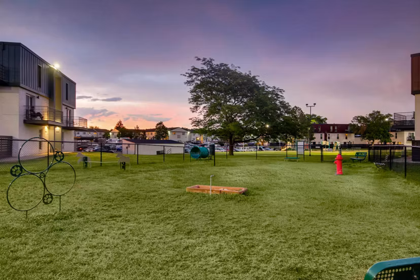 Dog park with agility features at Copperwood Apartments Luxury Apartments