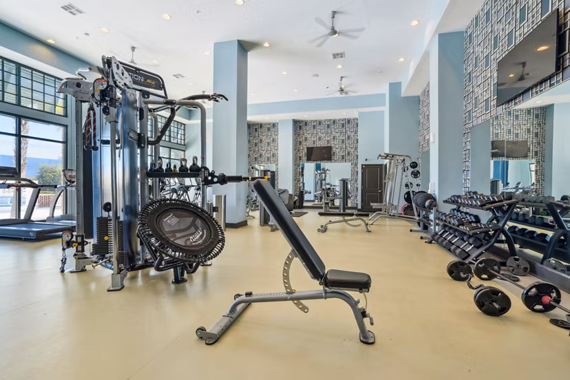 fitness center at Simmons Park Apartments 