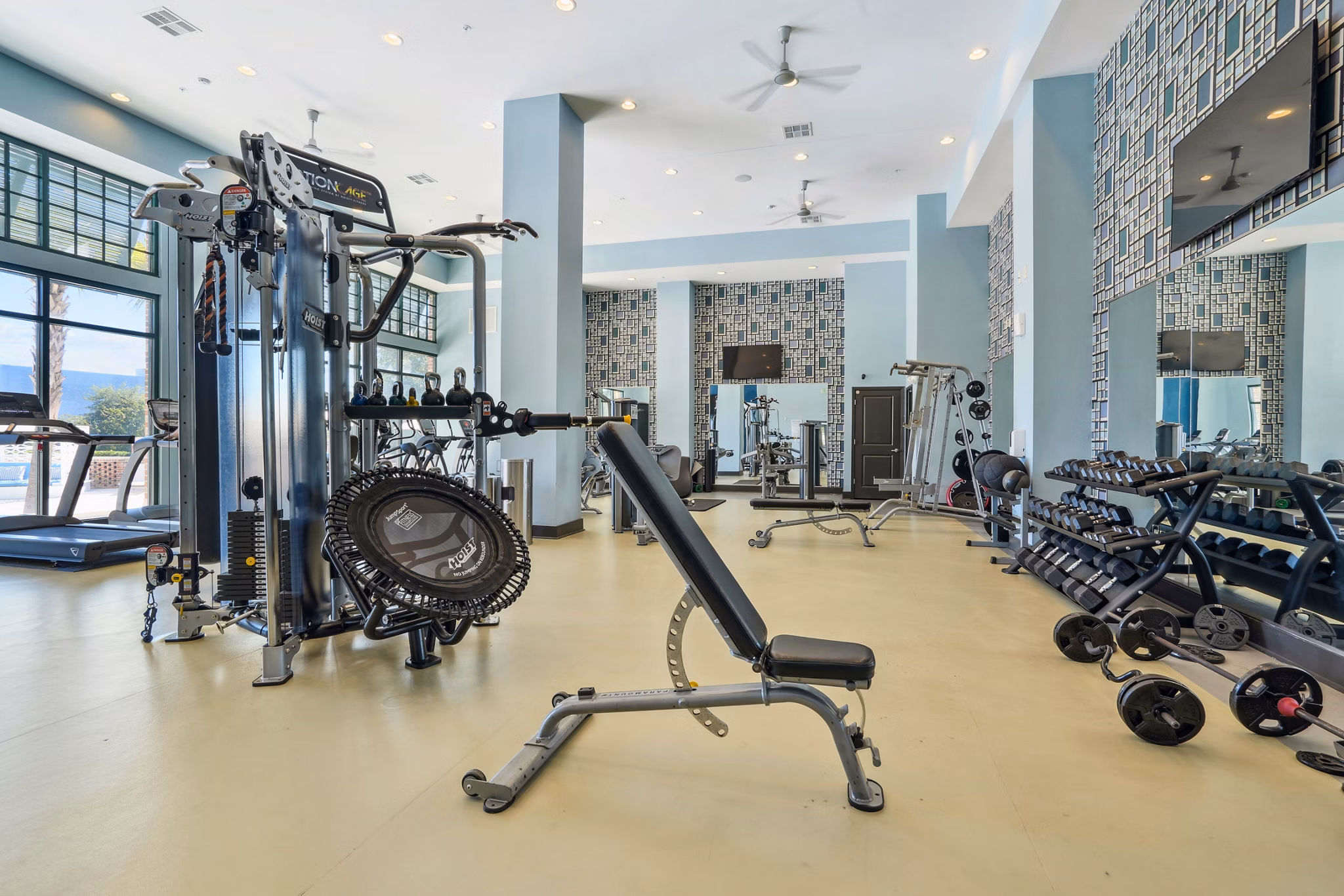 fitness center at Simmons Park Apartments 