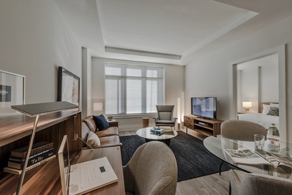 Pallas: Luxury high-rise apartments with modern exteriors at Pike and Rose, offering premium urban living