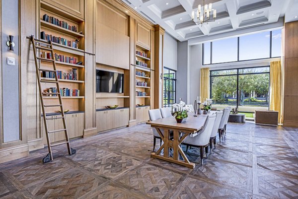 Luxe clubhouse lobby with elegant seating at Novel River Oaks Apartments