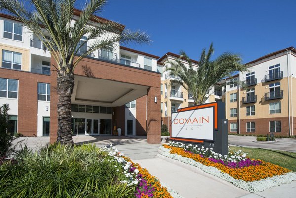 Domain West Apartments: Luxury facade of upscale apartments in Houston