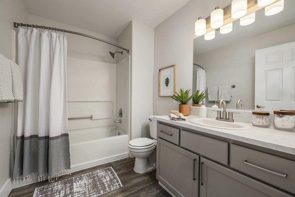 Modern bathroom with sleek fixtures at Canyon Creek Apartments
