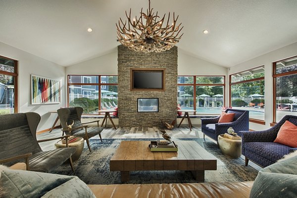 Clubhouse with modern furnishings and cozy seating areas at Canyon Creek Apartments luxury apartments