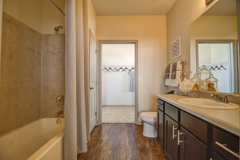Bathroom with modern fixtures and sleek design at Capital Place at Southwood Apartments