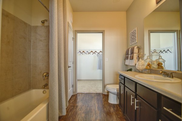 Bathroom with modern fixtures and sleek design at Capital Place at Southwood Apartments