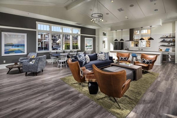 Clubhouse with modern furnishings at Montiavo Apartments near shopping and dining