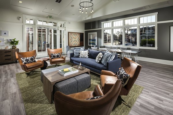 Elegant clubhouse with modern decor at Montiavo Apartments, a luxury community by Greystar in the heart of Santa Maria