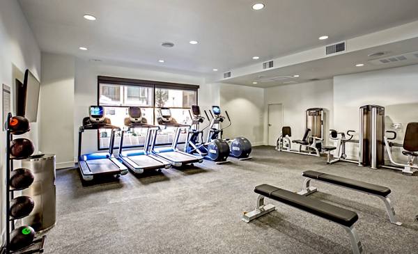fitness room at One Hundred Grand Apartments