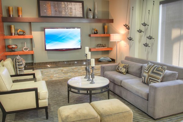 Contemporary clubhouse featuring stylish interiors at Avana on the Platte Apartments in Denver