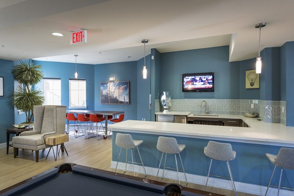 Clubhouse with modern furnishings at Avana on the Platte Apartments Perfect setting for gatherings and relaxation