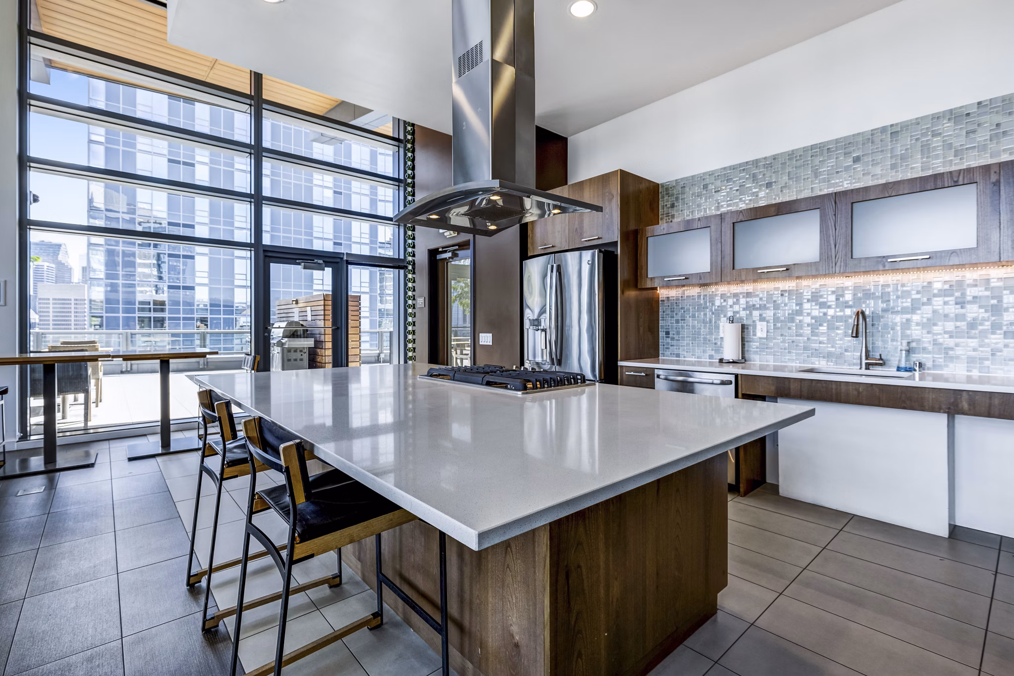 Elegant clubhouse with modern decor at Viktoria Apartments featuring luxury amenities in downtown Seattle