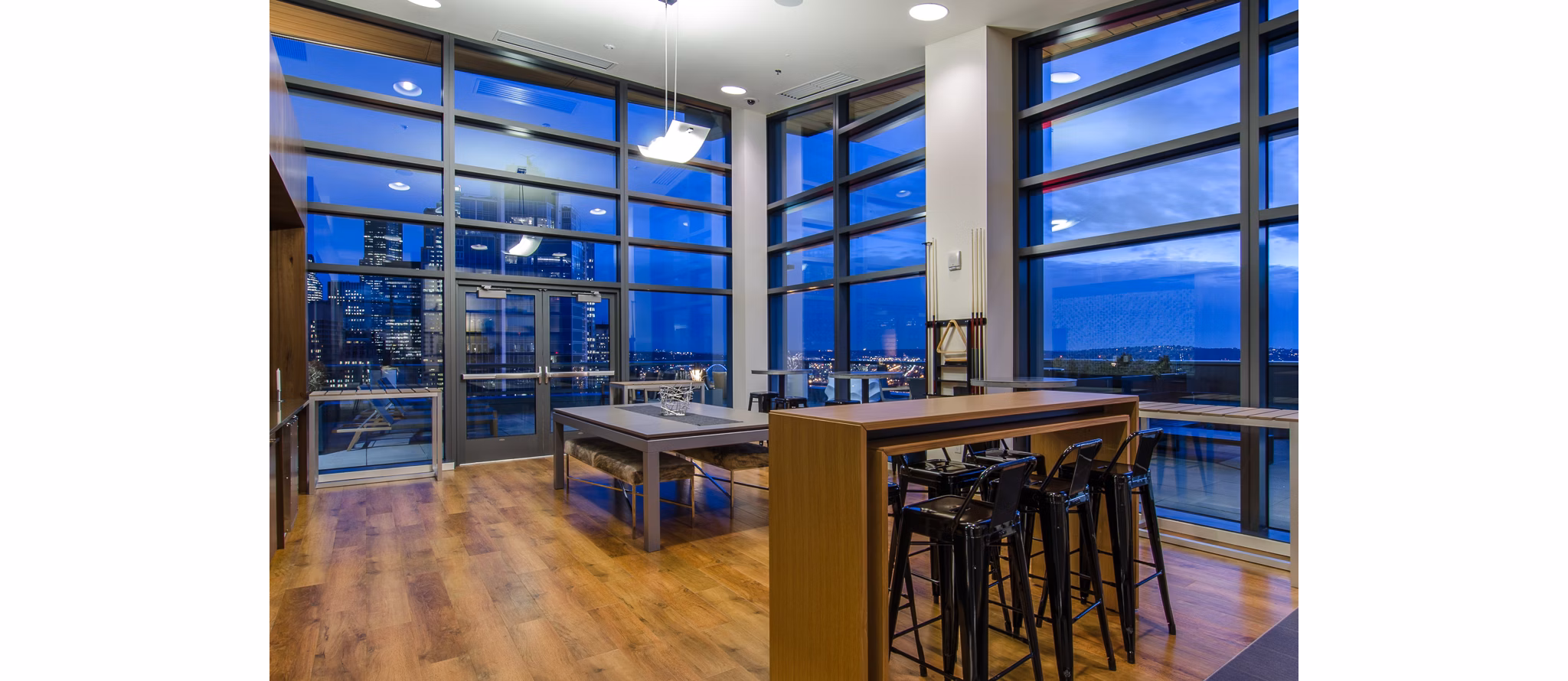 Modern game room with billiards at Viktoria Apartments, Seattle Luxurious amenity for leisure and entertainment
