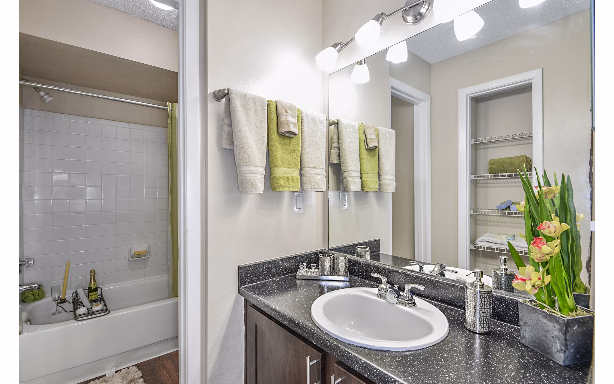 Modern bathroom with sleek fixtures at Lakeshore at Altamonte Springs Apartments