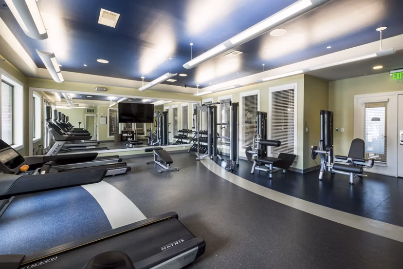 State-of-the-art fitness center with modern equipment at Junction Six Forks Apartments