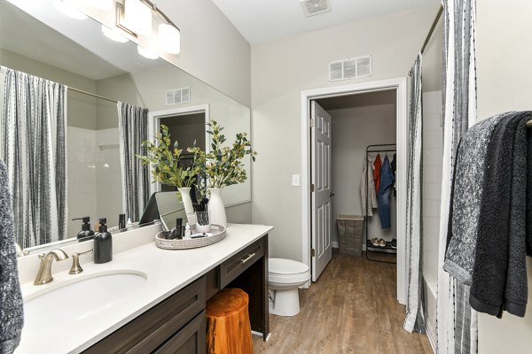 Luxurious bathroom featuring sleek fixtures and modern design at Avana Ridenour Apartments