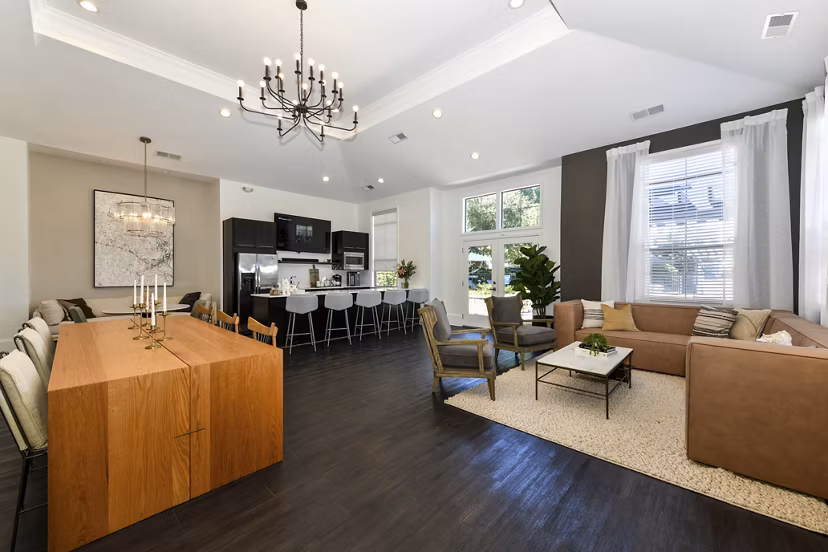 Modern clubhouse featuring spacious seating and stylish decor at Avana Ridenour Apartments