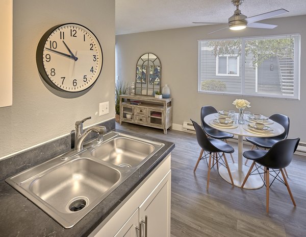 Spacious kitchen with modern appliances at Irwin Park Apartments