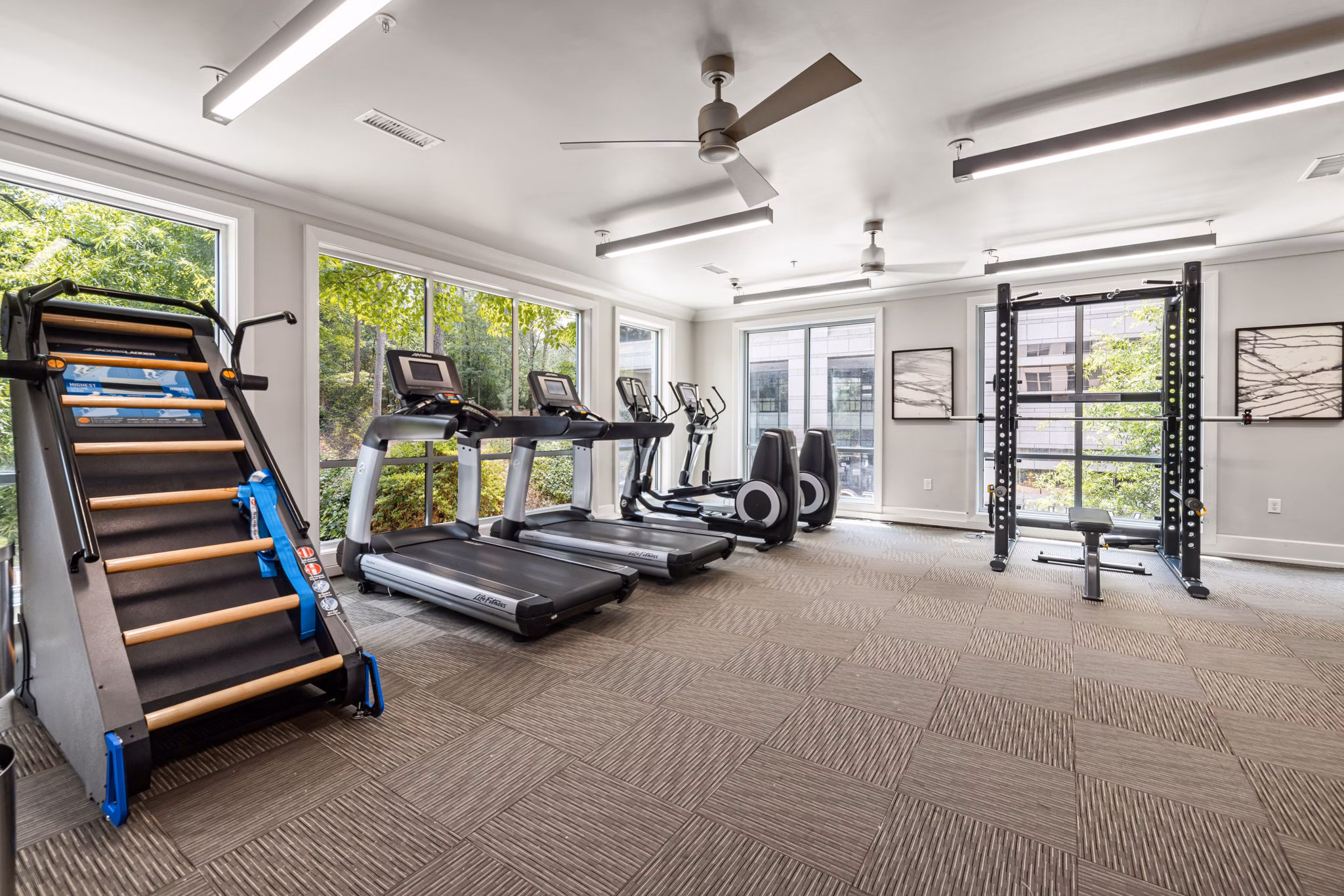 fitness center at Elan City Center Apartments